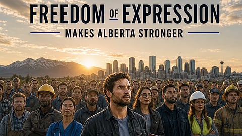 An AI-generated photo of workers in regulated professions standing together in support of freedom of expression. 