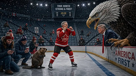 Mark Carney and Donald Trump in Hockey Fight