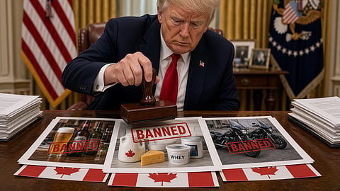 Trump put out five proclamations Tuesday night banning the Canadian products.