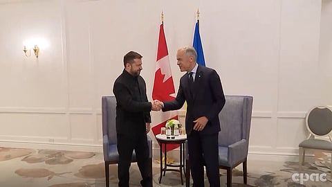 Canadian Prime Minister Mark Carney alongside Ukrainian President Volodymyr Zelenskyy