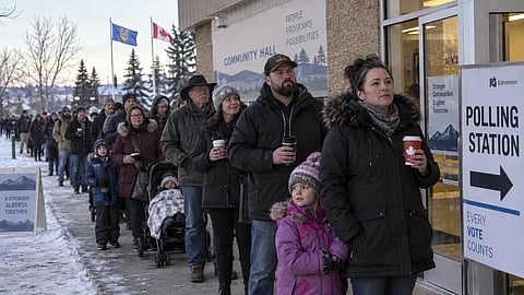 Voters at polling station