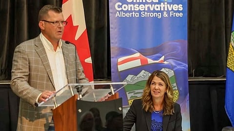 RJ Sigurdson and Danielle Smith at a Highwood UCP Constituency Association event. 