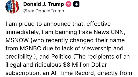 Trump bans CNN, MSNBC, Politico from the White House