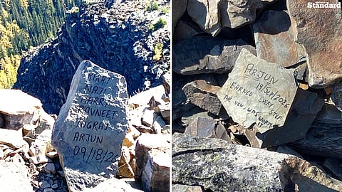 Hikers have raised concerns after photographs showing markings on rocks near Lake Louise