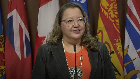 AFN Chief Woodhouse speaking to reporters 