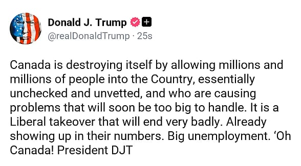 Trump's Truth Social post from Wednesday morning