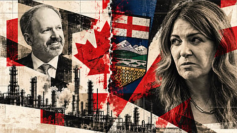Imperial Oil President and CEO John Whelan (left) and Alberta Premier Danielle Smith. 