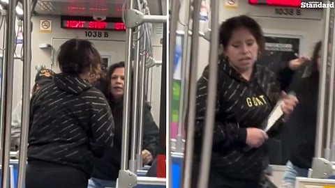 A fight aboard an Edmonton LRT train escalated Saturday night when a woman appeared to pull out a machete during the confrontation.