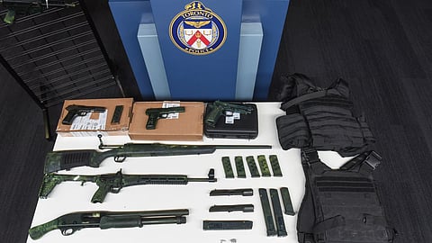 Some of the guns and ammunition that were seized