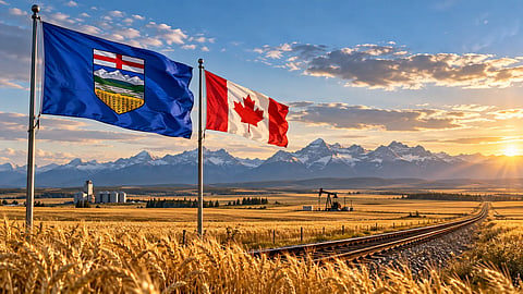 Alberta and Canadian Flags
