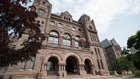 Kathryn Marshall gave a news conference outside Queen’s Park on Thursday.