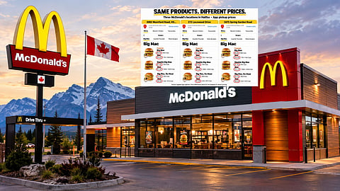 McDonald's, menu items prices, different locations
