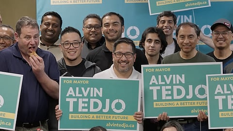 Alvin Tedjo says a campaign volunteer was attacked with a knife Monday night
