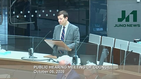 Calgary Mayor Jeromy Farkas announces the beginning of Canadian Islamic History Month at city council on Tuesday