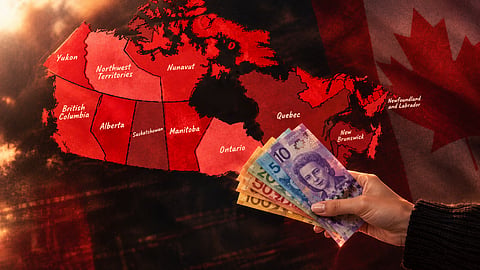 Canada map, money