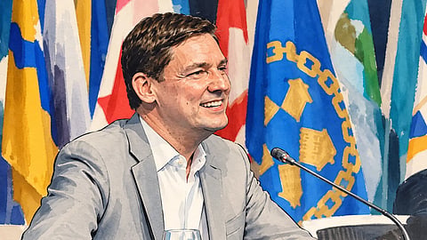 BC Premier David Eby arrives for a speech at the Union of BC Municipalities convention in Vancouver, Sept. 18, 2026. Mayors and councillors pleaded with him not to call a provincial election as their four-year terms come to an end, and days later he did.