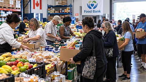 Food bank lineup