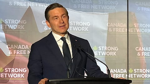 Conservative leader Pierre Poilievre in Calgary on October 16, 2026. 