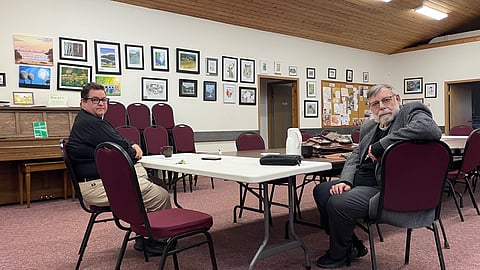 Fr. Fred Matthews (left) and Rev. Gordon Hills (right) at St. Thomas Anglican Church in Wainwright, AB