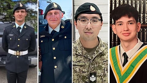 (Left to right) Pte. Shaun Farrell, Pte. Aidan Goulding, Sgt. Morgan Wong and Pte. Hayden Lykkemark 