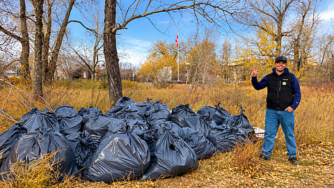Matthew Thomas Edwards spent five days cleaning up the area surrounding the Calgary Soldiers’ Memorial ahead of Remembrance Day.