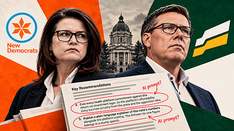 The battle between Saskatchewan Premier Scott Moe and the New Democrats (NDP) over artificial intelligence (AI) took a funny turn on Wednesday night when the premier reposted a screenshot from the opposition party’s health-care plan that appeared to still have AI prompts in it.