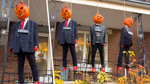 A Halloween display outside a Montreal residence has sparked controversy online after video circulated showing three pumpkin-headed effigies reportedly representing Trump, Musk and Netanyahu hanging outside a home.