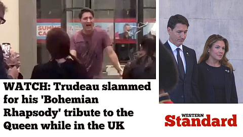 WATCH: Trudeau slammed for his 'Bohemian Rhapsody' tribute to the Queen while in the UK