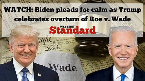 WATCH: Biden pleads for calm as Trump celebrates overturn of Roe vs. Wade