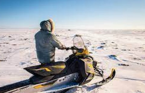 A snowmobile 