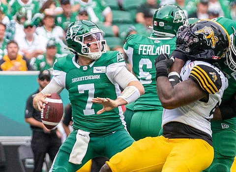 A fine for a “high hit” on Riders QB Fajardo against a Tiger-Cats linebacker