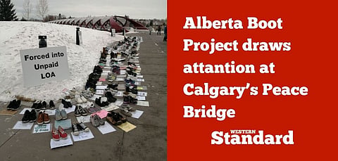 Alberta Boot Project draws attention at Calgary’s Peace Bridge