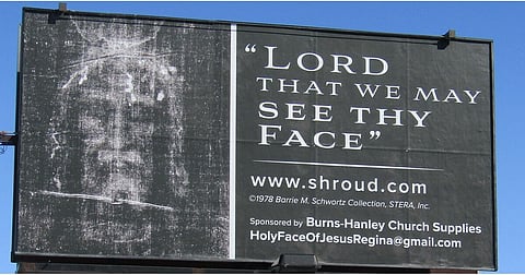 Holy Face of Jesus displayed on Regina billboard