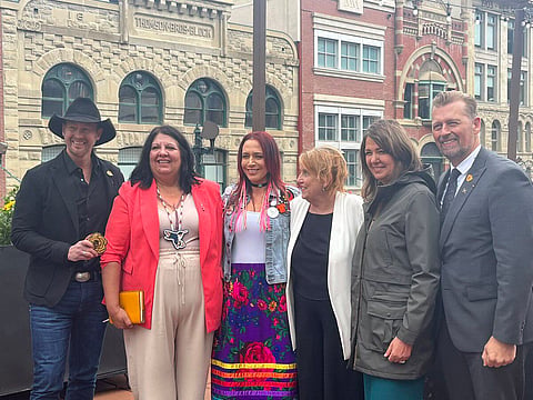 Danielle Smith and Mike Ellis said the Alberta government would be spending $4 million to establish the Alberta Office to Combat Trafficking in Persons. 