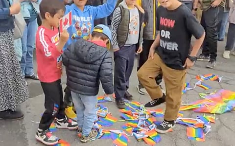 WATCH: Muslim children in Ottawa stomp of Pride flags