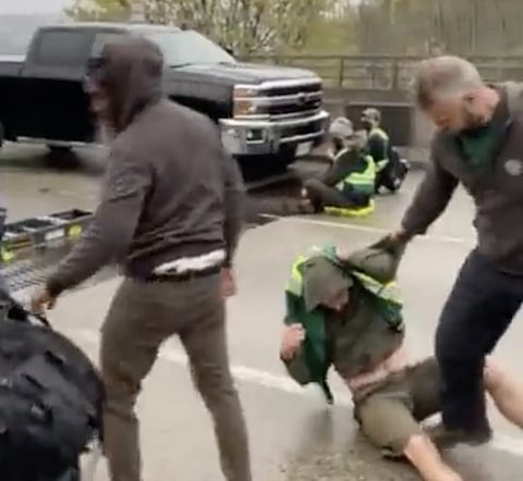 WATCH: Irate BC commuters get physical with old-growth protesters