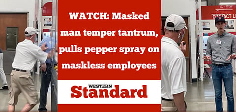 WATCH: Masked man temper tantrum, pulls pepper spray on maskless employees