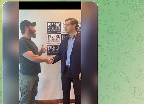 Legacy media blasts Poilievre for shaking hands with Diagolon founder