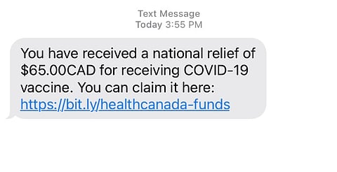 SCAM ALERT: New text con says you get $65 for having COVID jab