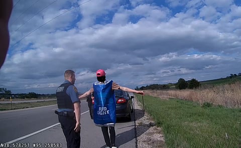 Driver wearing adult-sized Bud Light beer can charged with impaired driving