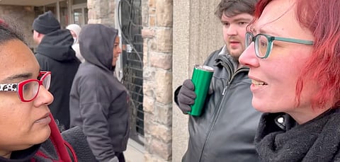 WATCH: Ontario protestor accused of spitting on independent journalist outside drag show