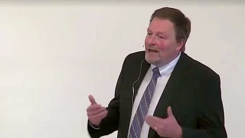 A screenshot of Free Reformed Church pastor John Koopman giving a sermon to his congregation in 2021. 