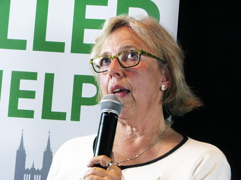 SLOBODIAN: Elizabeth May, you don't represent Palestine!