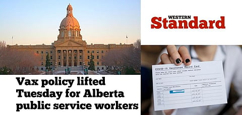 Vax policy lifted Tuesday for Alberta public service workers