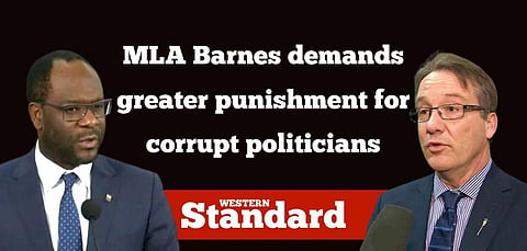 MLA Barnes demands greater punishment for corrupt politicians