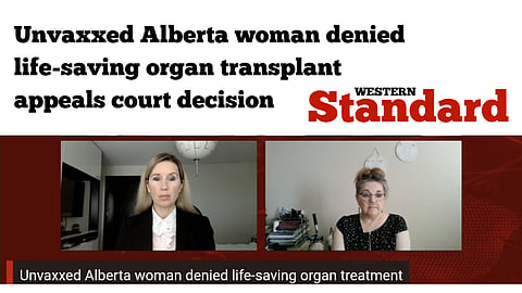 Unvaxxed Alberta woman denied life-saving organ transplant appeals court decision