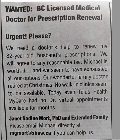 Ad for doctor in Victoria meets success, reveals problem