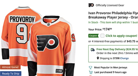 Provorov's jersey sells out online after controversy