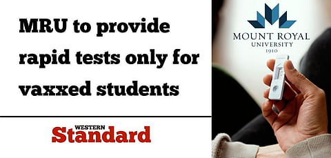 MRU to provide rapid tests for vaxxed students