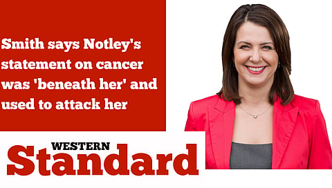 Smith says Notley's statement on cancer was 'beneath her' and used to attack her